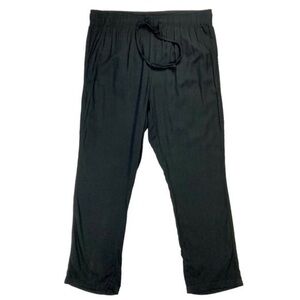 Per Se Joggers Women Size Large Black Stretch Drawstring Elastic Waistband Pants